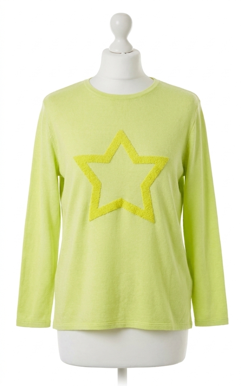 NEW FRENCH KYSS crew with star top in lime